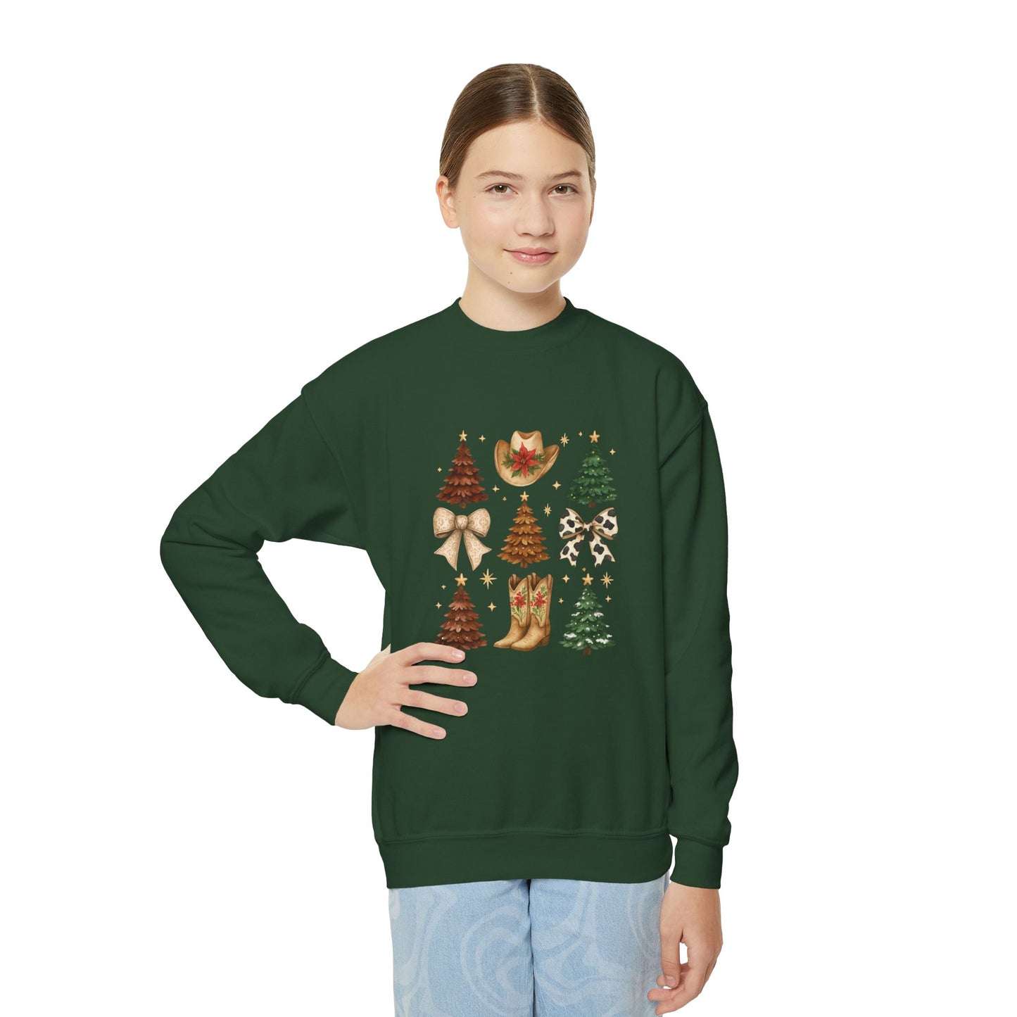 Cowgirl Christmas Youth Sweatshirt – Western Holiday Pullover for Kids