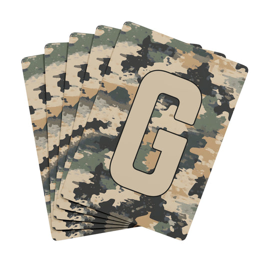 Personalized Camo Initial Playing Cards
