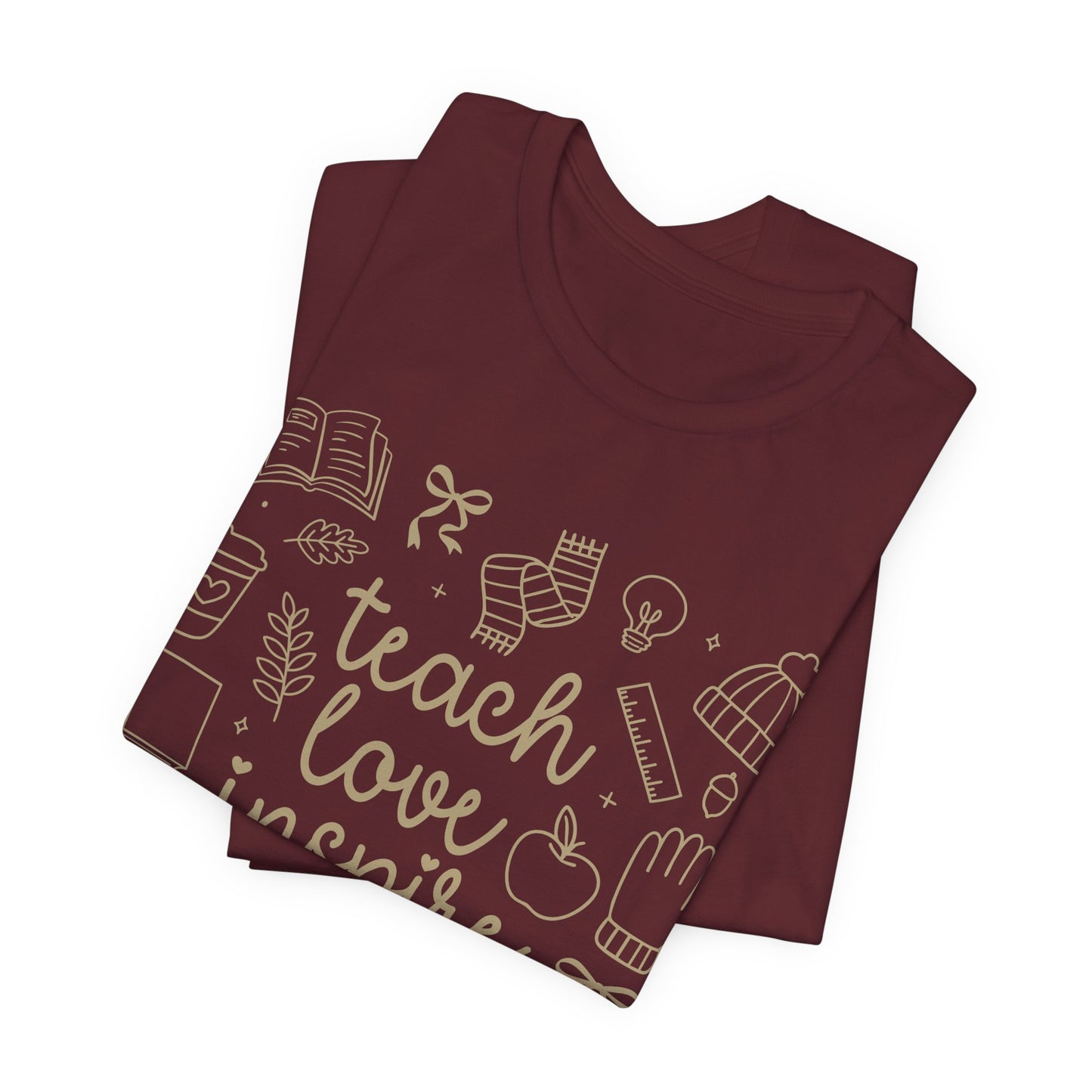 Teach Love Inspire Fall Teacher Shirt | Cute Graphic Tee for Women