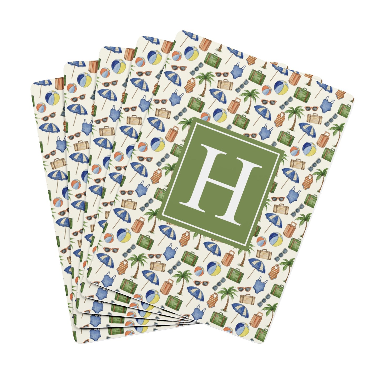 Personalized Vintage Vacation Monogram Playing Cards