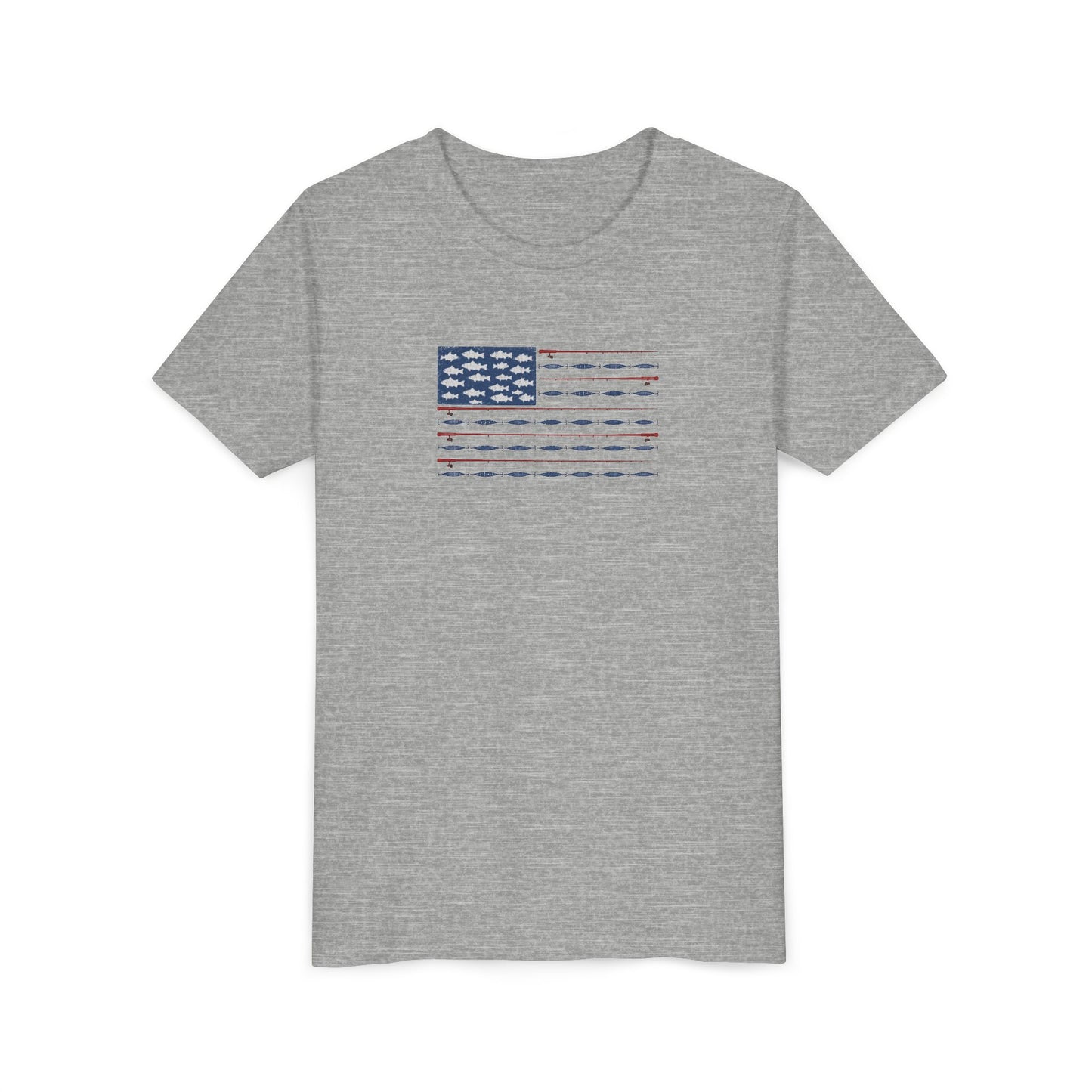 Kids Fishing Flag T-Shirt | Patriotic Lake Life Tee