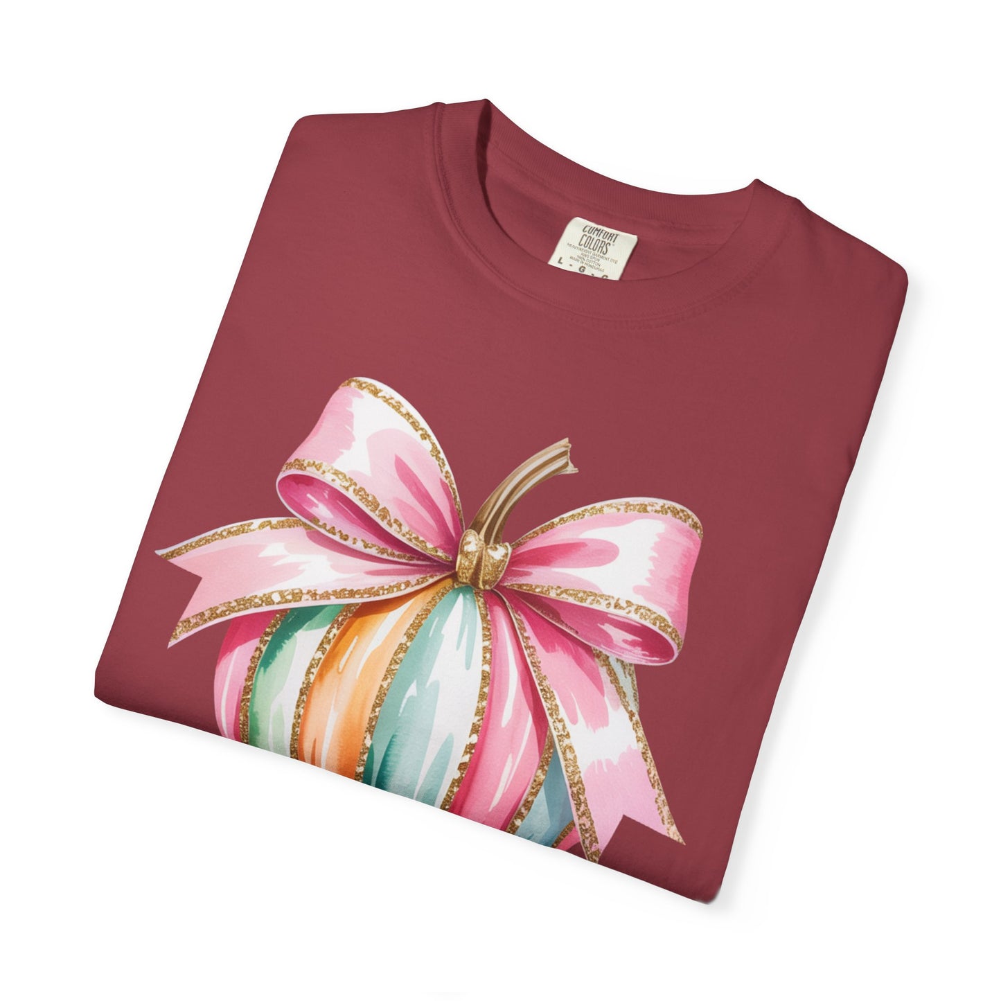 Pastel Pumpkin Bow T-Shirt – Cute Fall Graphic Tee, Teacher Gift, Fall Outfit, Festive Halloween Top