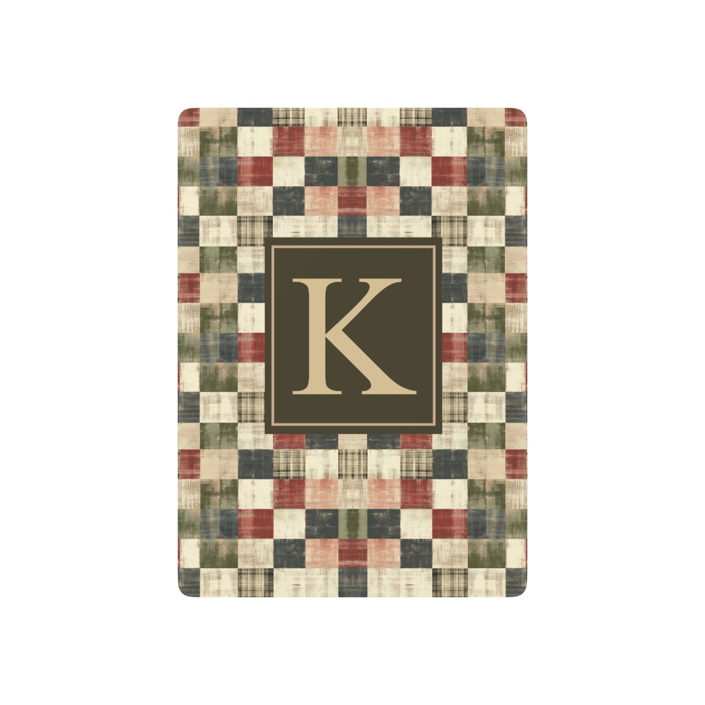 Personalized Rustic Patchwork Monogram Playing Cards