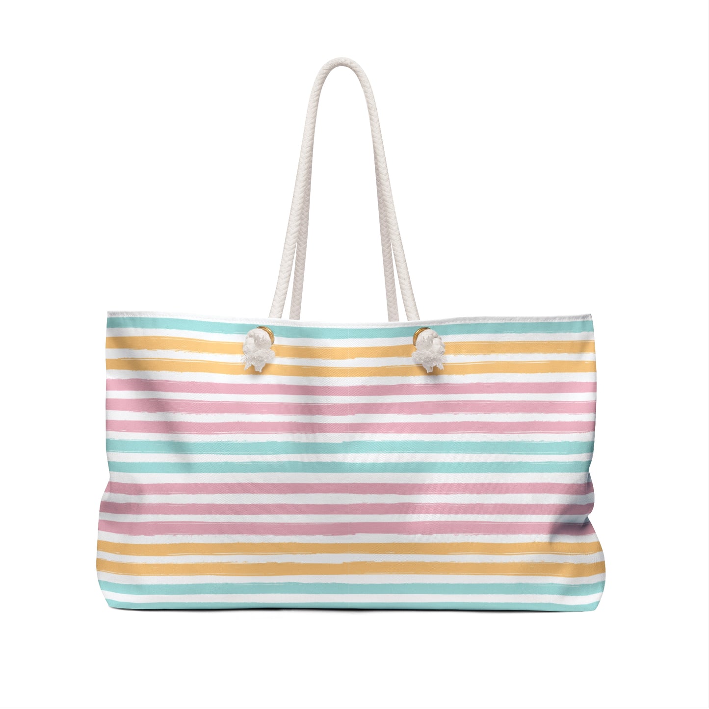 Personalized Pastel Stripe Rope Handle Tote Bag