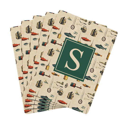 Personalized Classic Fishing Monogram Playing Cards