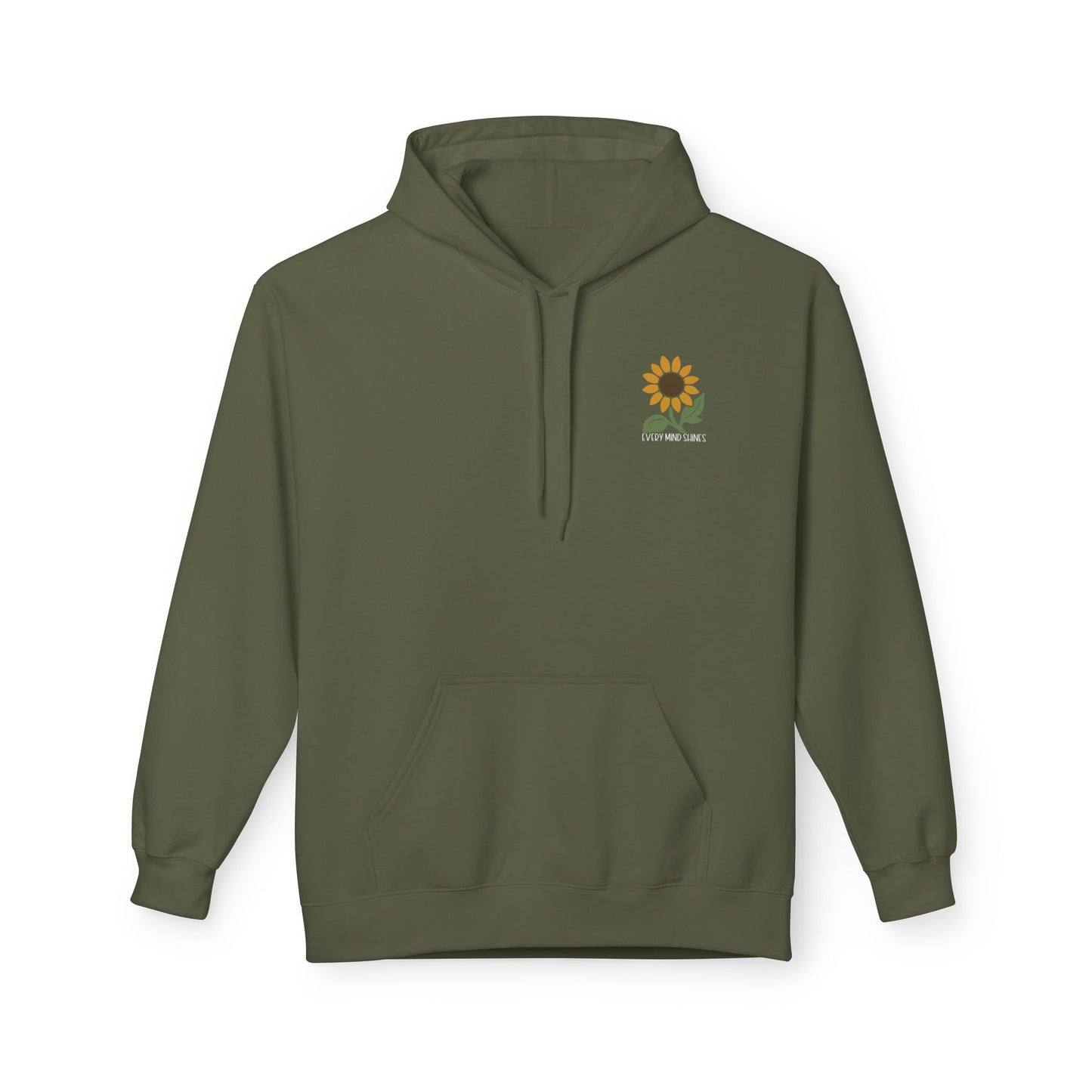 Every Mind Shines Sunflower Hoodie | Midweight Fleece with Fall Boho Floral Back