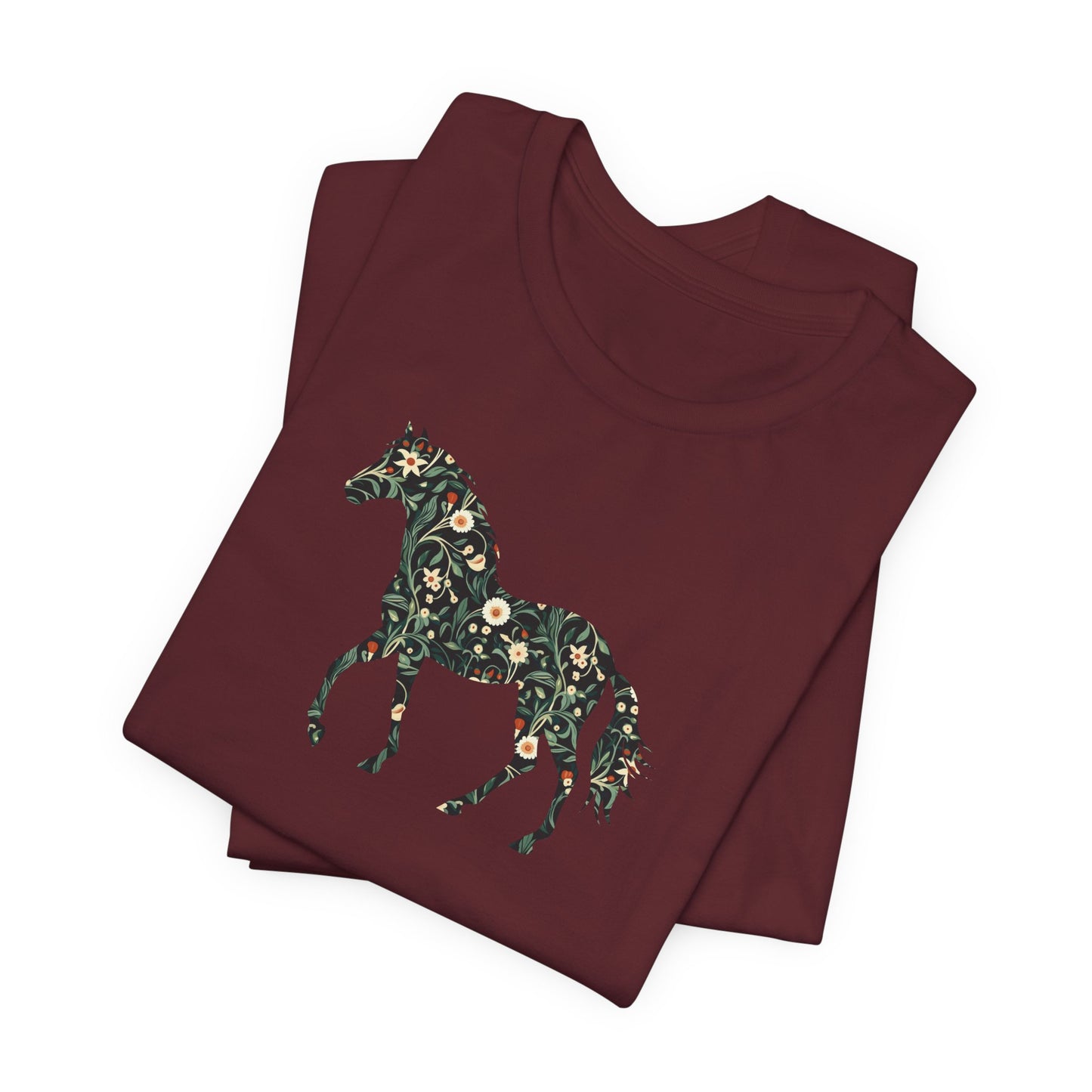 Floral Horse Short Sleeve T-Shirt - Green Vine
