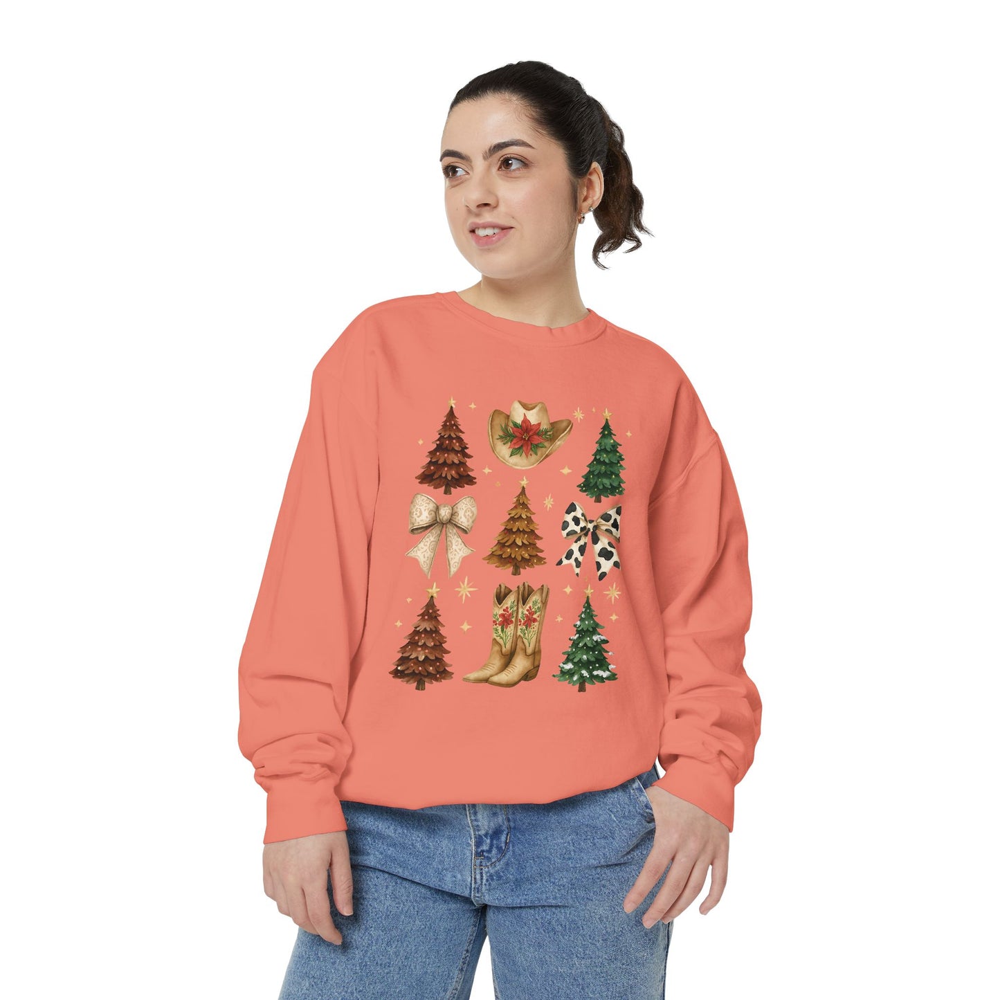 Cowgirl Christmas Comfort Colors Sweatshirt – Western Holiday Pullover