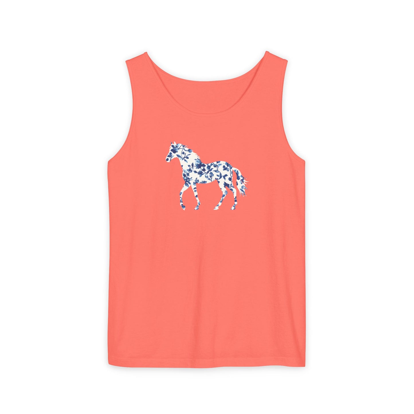 Floral Horse Tank - Blue Vines