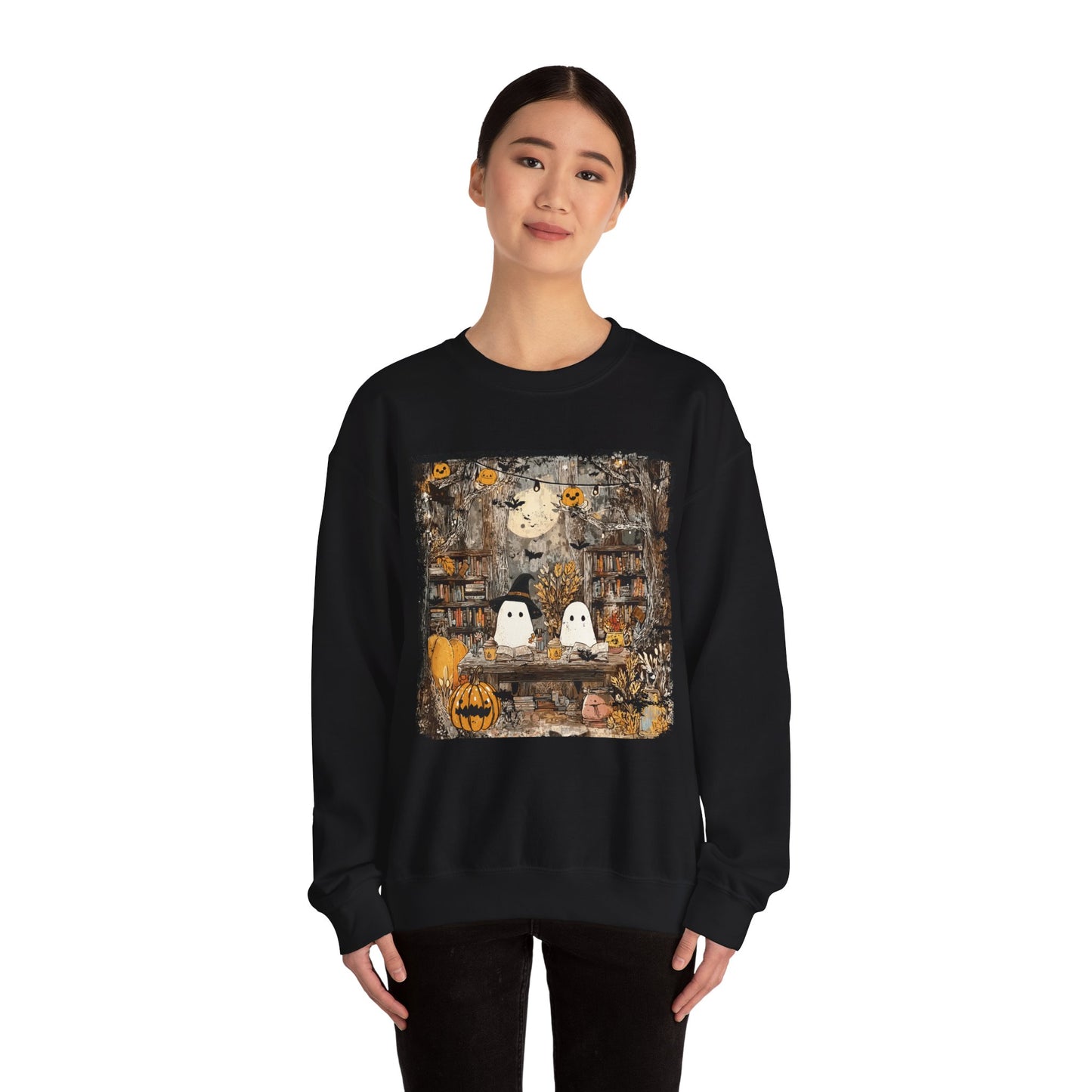Ghost Library Comfort Colors Sweatshirt | Cozy Halloween Book Lover Crewneck