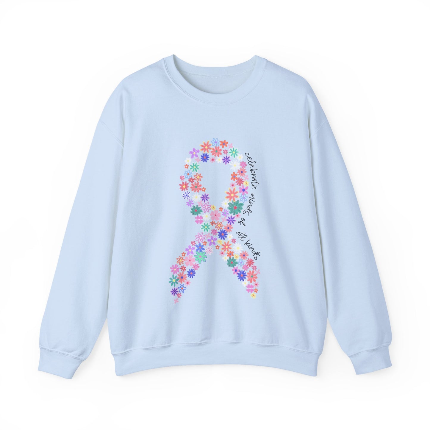 Minds of All Kinds Sweatshirt | Neurodiversity Awareness Floral Ribbon Crewneck