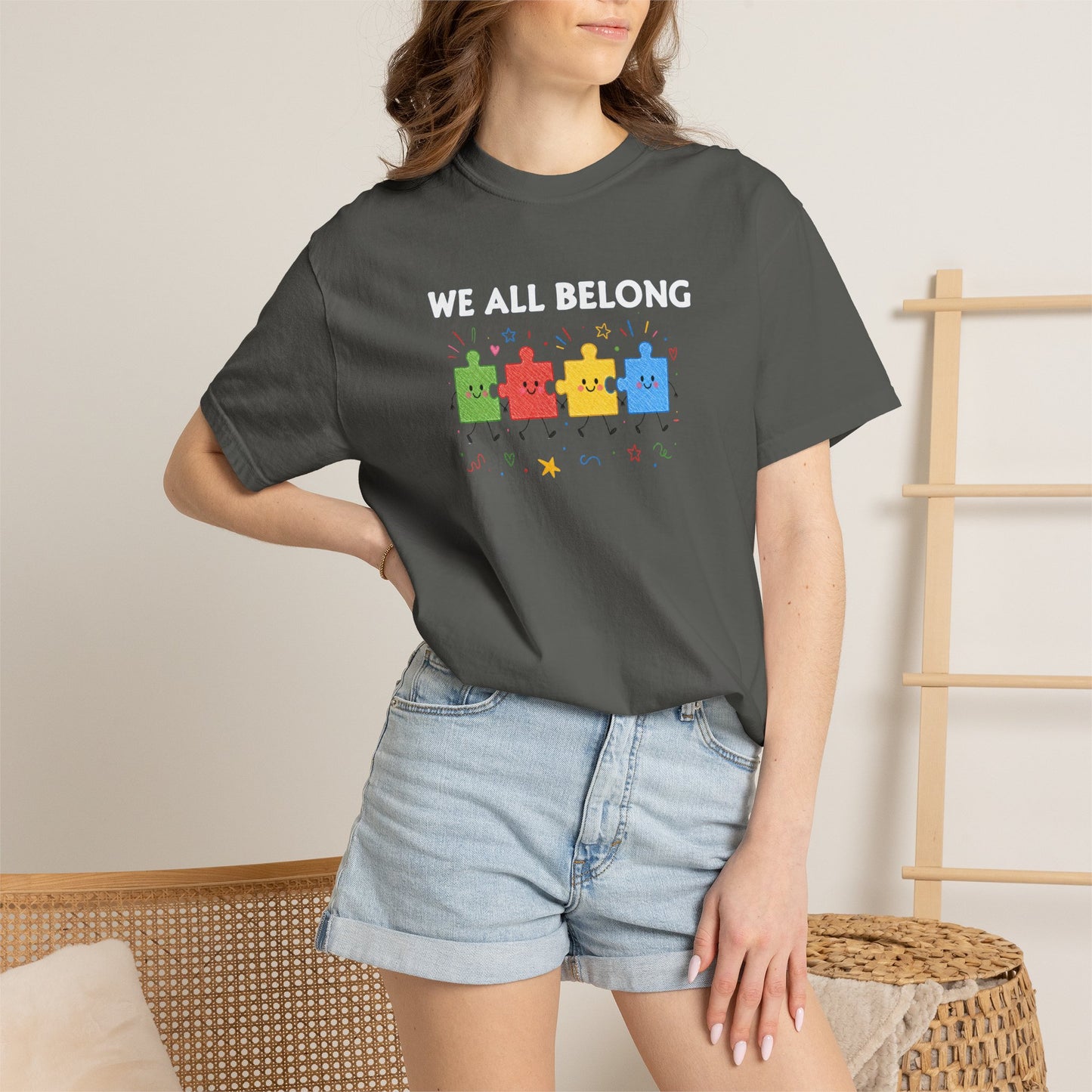 We All Belong Puzzle Piece Teacher Shirt | Neurodiversity & Inclusion T-Shirt