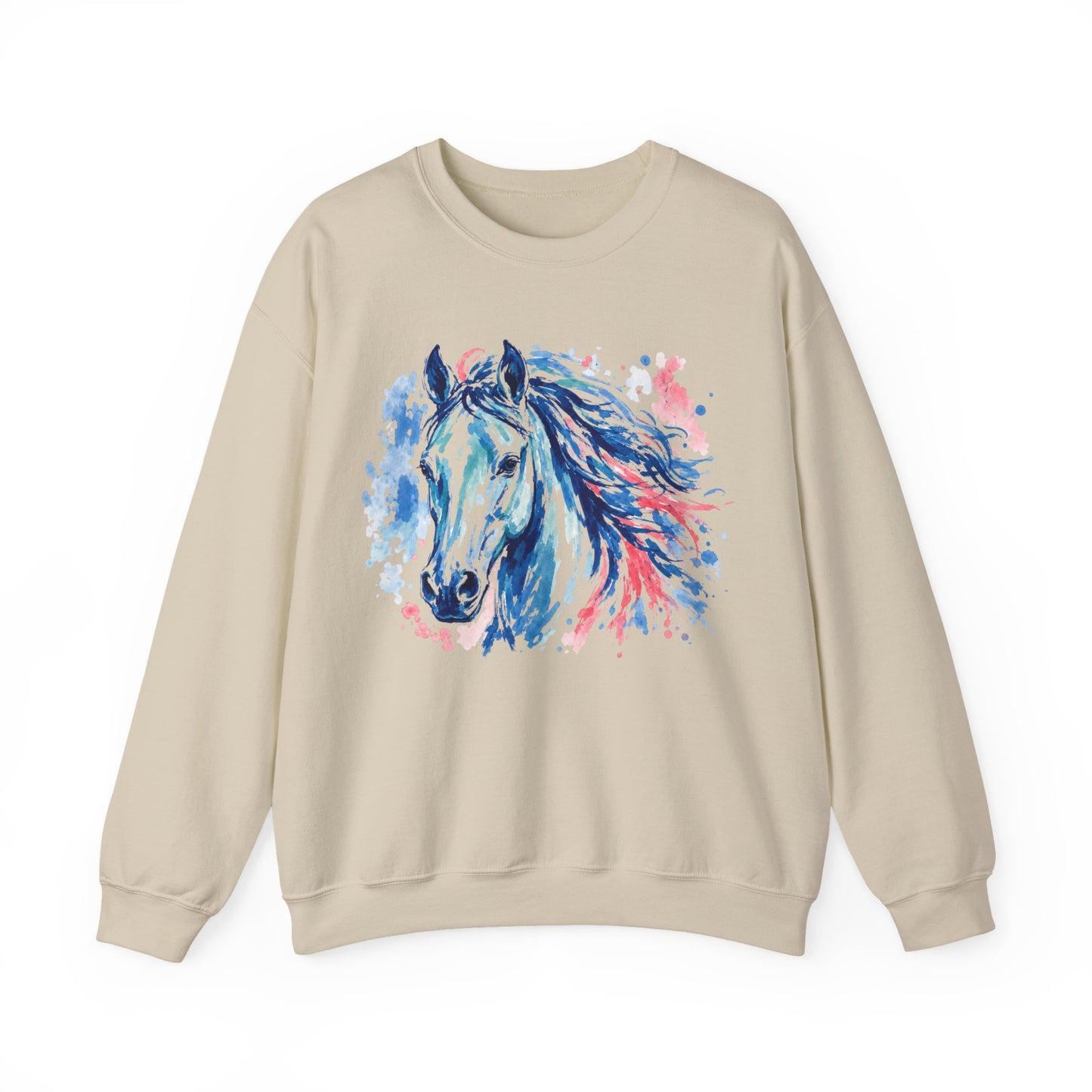 Blue Watercolor Horse Sweatshirt | Equestrian Crewneck