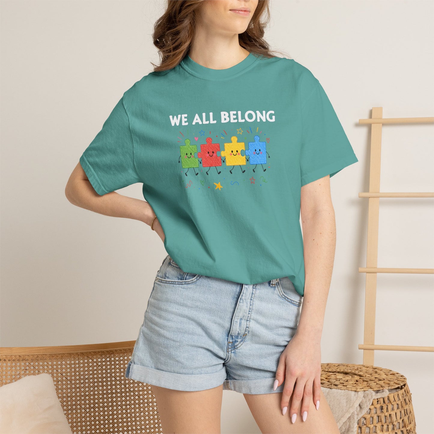 We All Belong Puzzle Piece Teacher Shirt | Neurodiversity & Inclusion T-Shirt