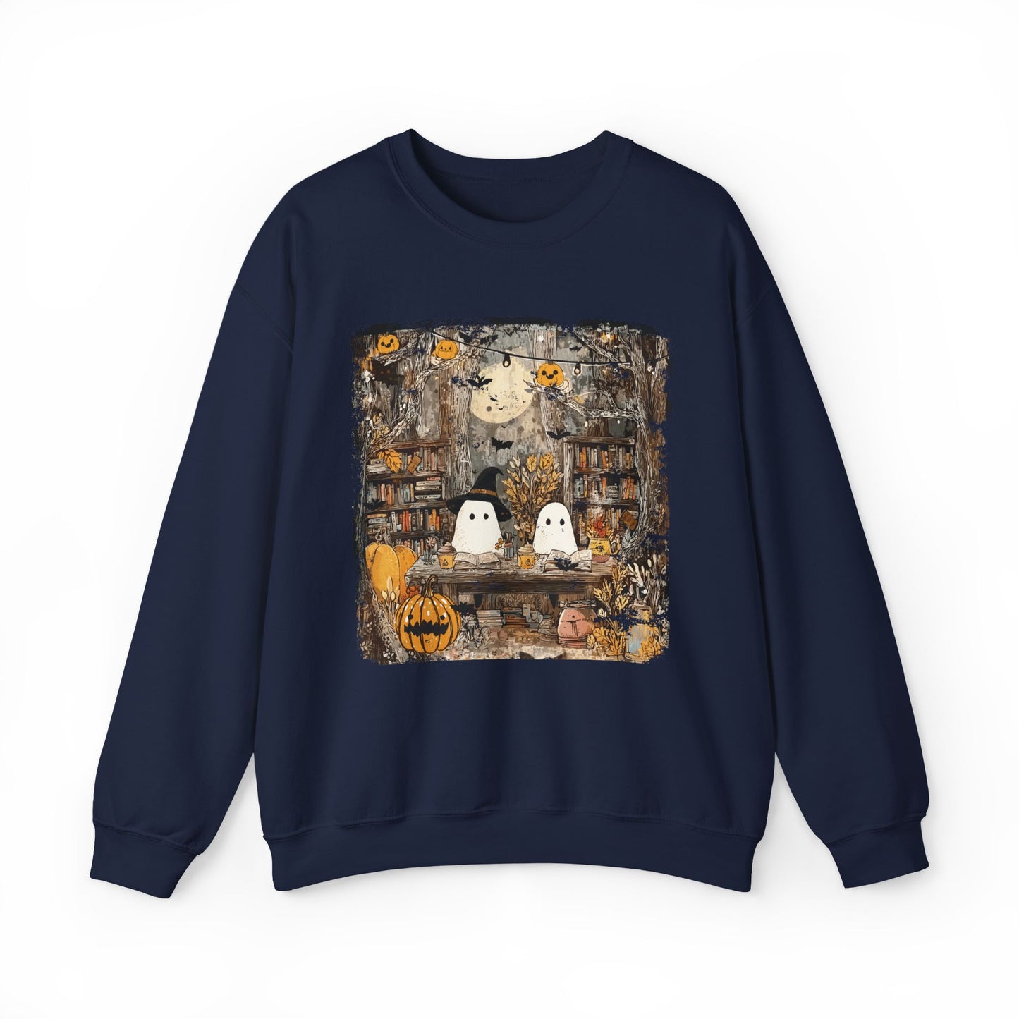 Ghost Library Comfort Colors Sweatshirt | Cozy Halloween Book Lover Crewneck