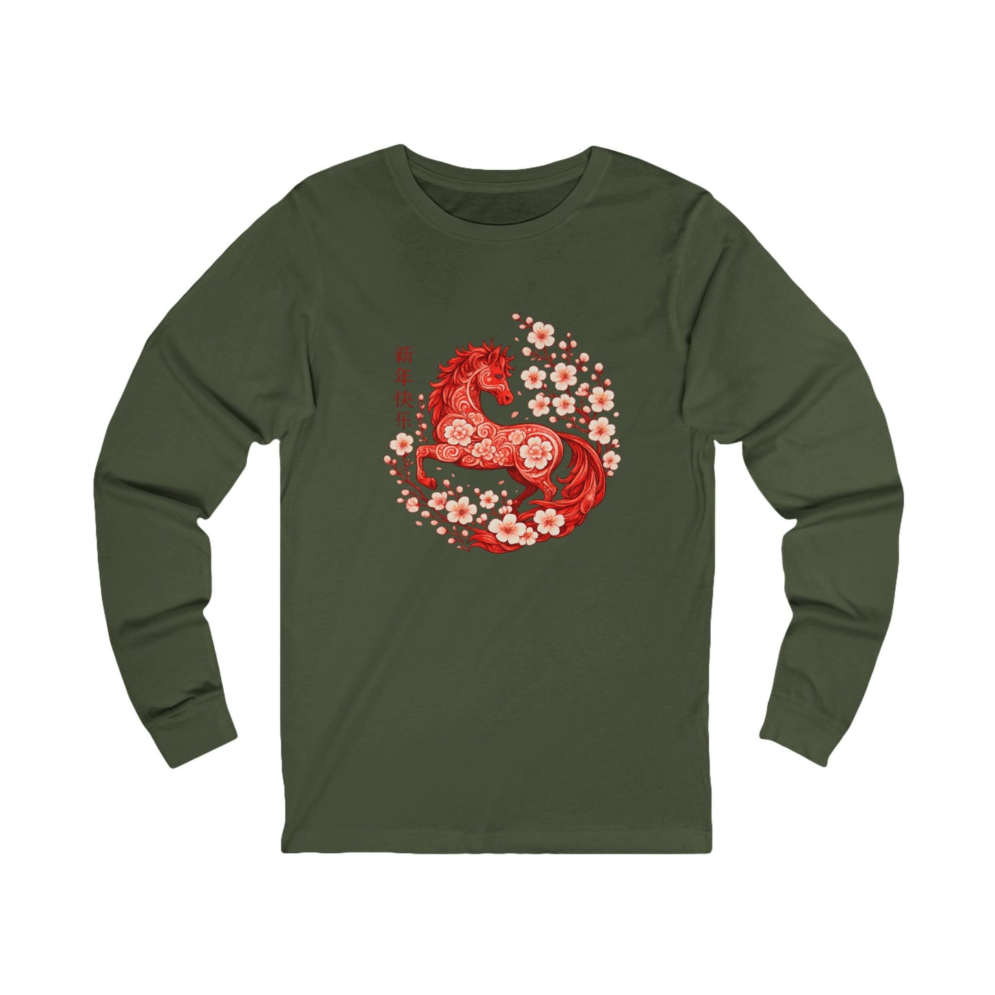 Year of the Horse Cherry Blossom Long Sleeve T Shirt