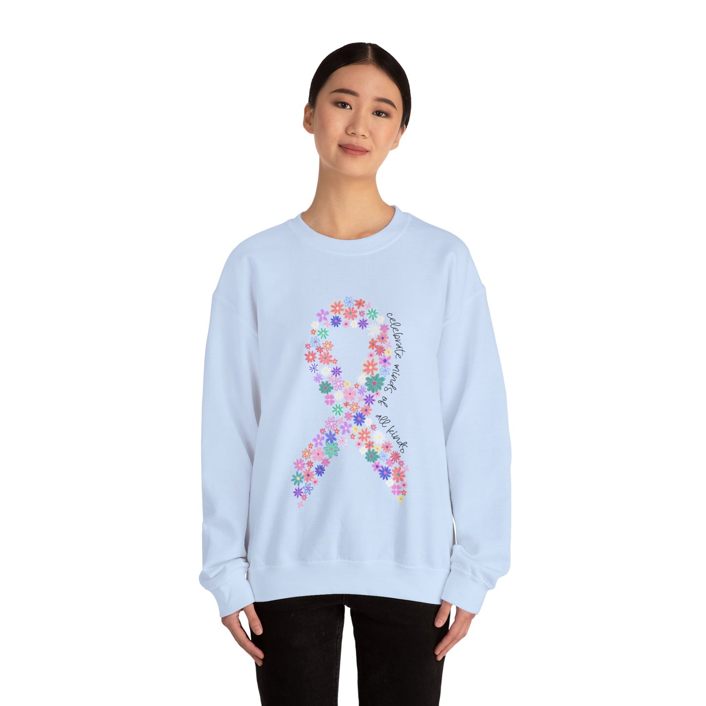 Minds of All Kinds Sweatshirt | Neurodiversity Awareness Floral Ribbon Crewneck