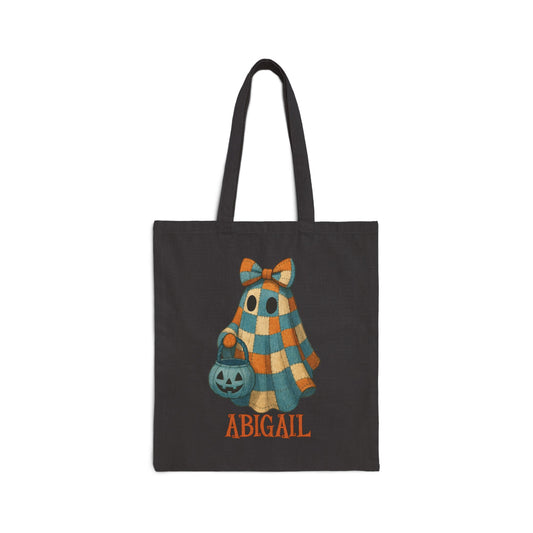 Personalized Halloween Trick or Treat Bag | The Anchored Bloom Patchwork Ghost
