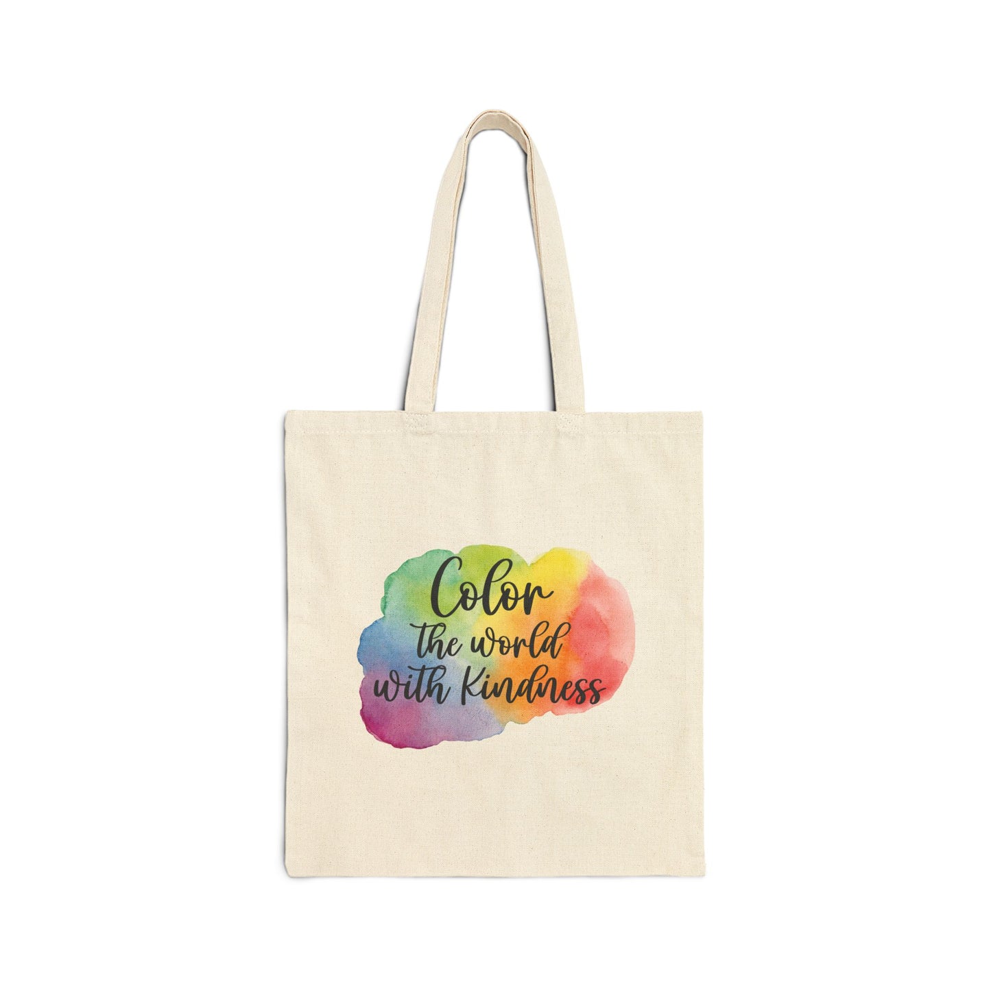 Color the World with Kindness Tote Bag – Reusable Canvas Bag with Inspirational Rainbow Design