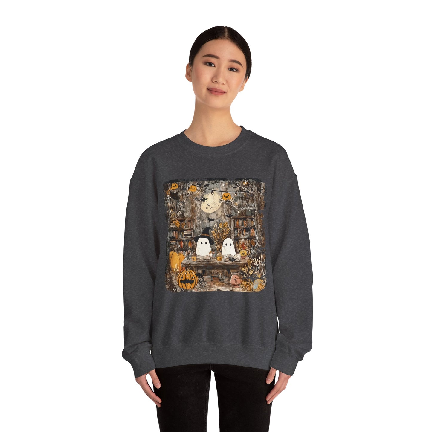 Ghost Library Comfort Colors Sweatshirt | Cozy Halloween Book Lover Crewneck