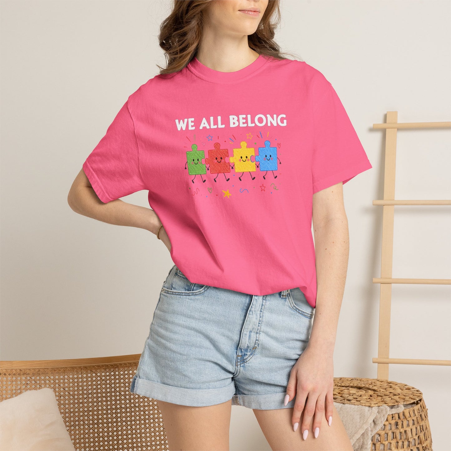 We All Belong Puzzle Piece Teacher Shirt | Neurodiversity & Inclusion T-Shirt