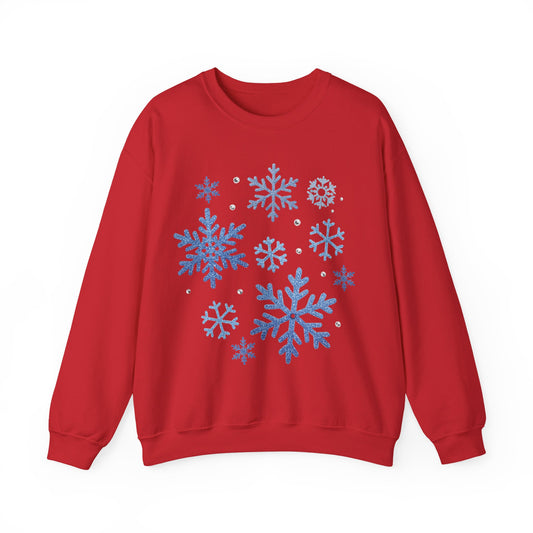Winter Magic Crewneck | Glitter-Print Snowflake Women’s Sweatshirt