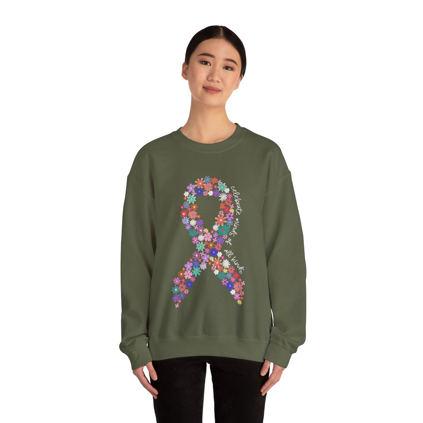 Minds of All Kinds Sweatshirt | Neurodiversity Awareness Floral Ribbon Crewneck