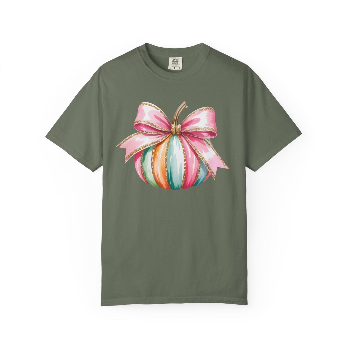 Pastel Pumpkin Bow T-Shirt – Cute Fall Graphic Tee, Teacher Gift, Fall Outfit, Festive Halloween Top