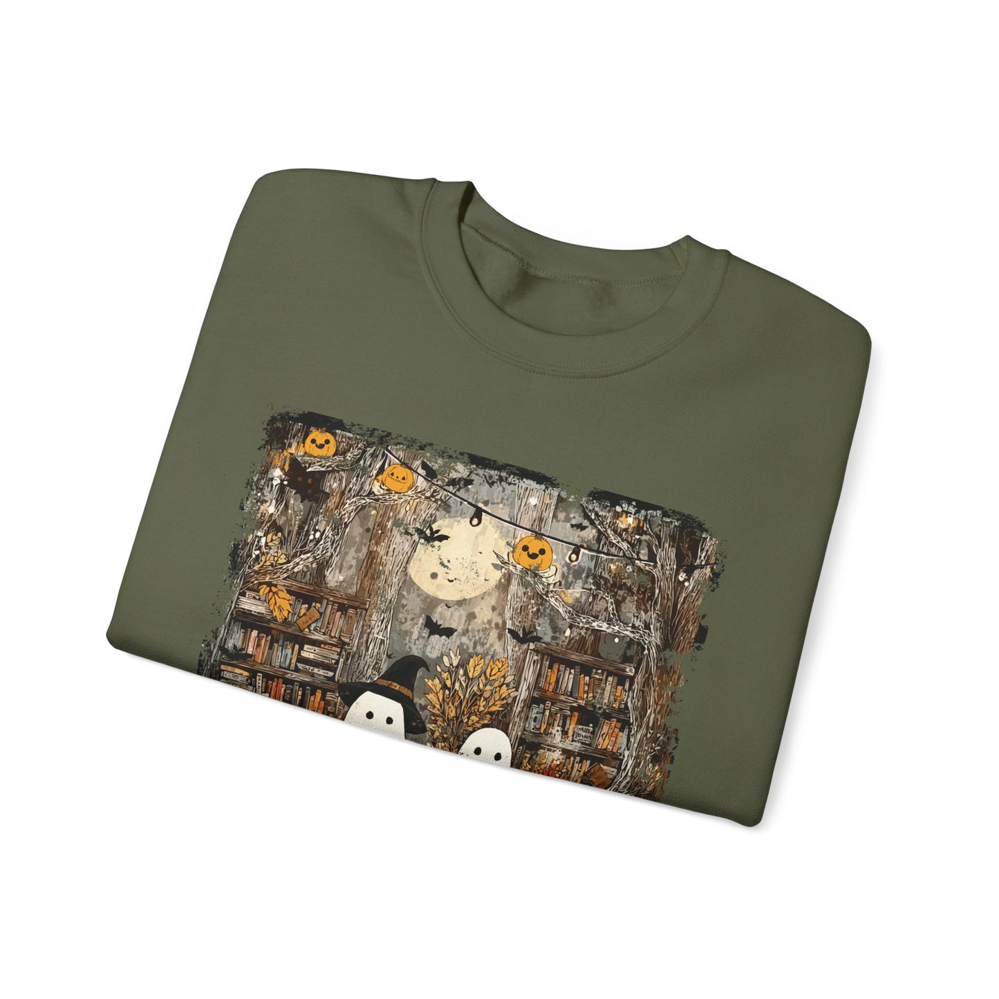 Ghost Library Comfort Colors Sweatshirt | Cozy Halloween Book Lover Crewneck
