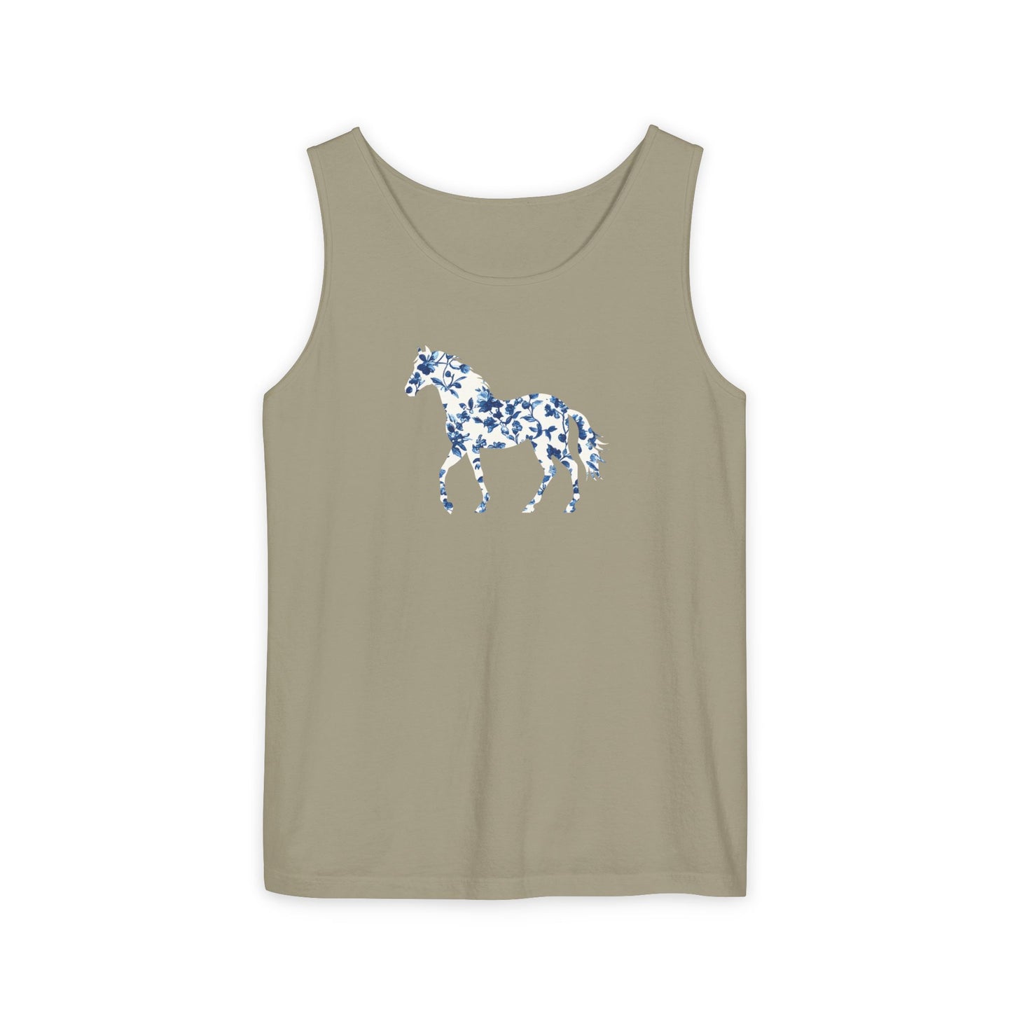 Floral Horse Tank - Blue Vines
