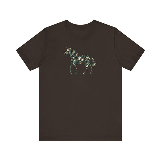 Floral Horse Short Sleeve T-Shirt - Green Vine