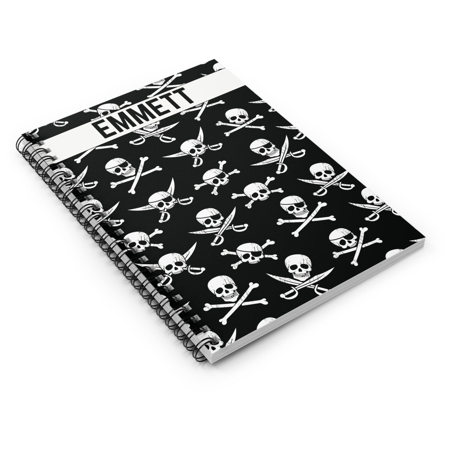 Personalized Skull & Crossbones Spiral Notebook