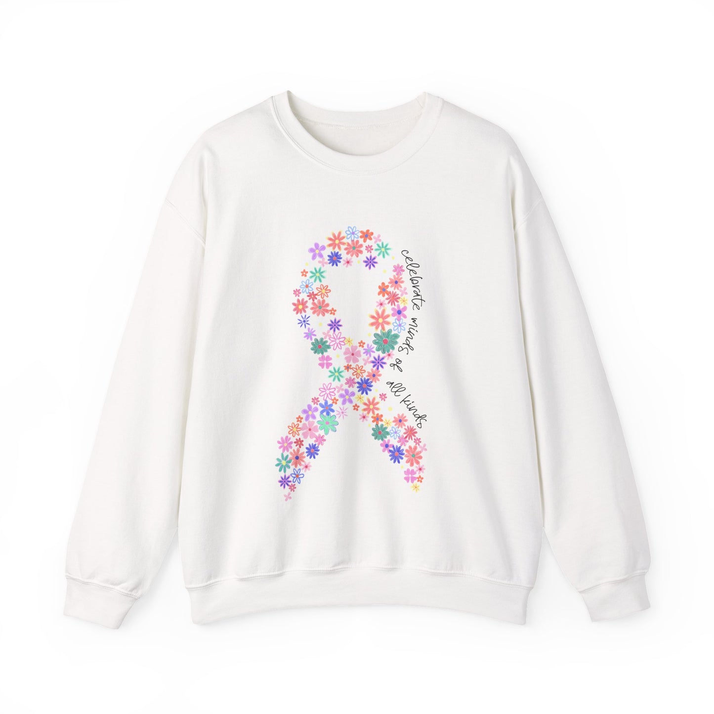 Minds of All Kinds Sweatshirt | Neurodiversity Awareness Floral Ribbon Crewneck