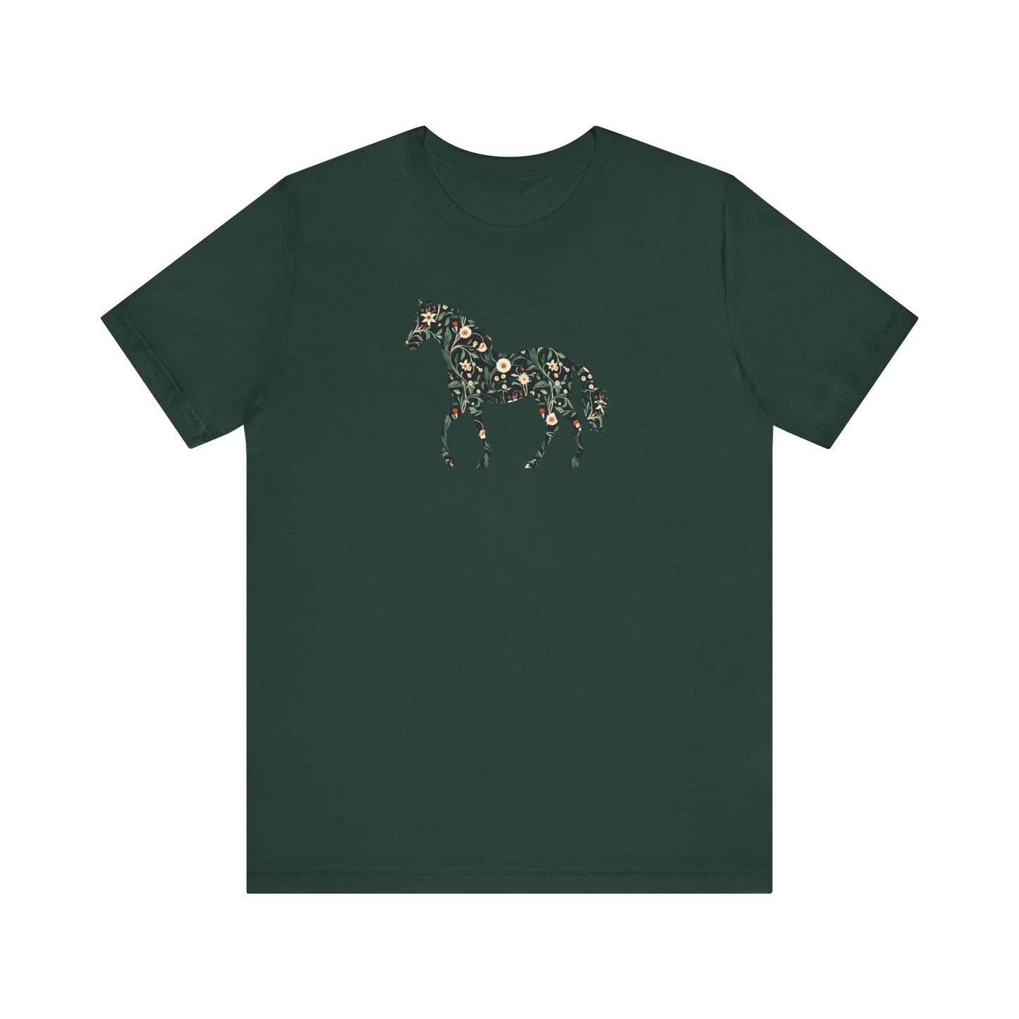 Floral Horse Short Sleeve T-Shirt - Green Vine