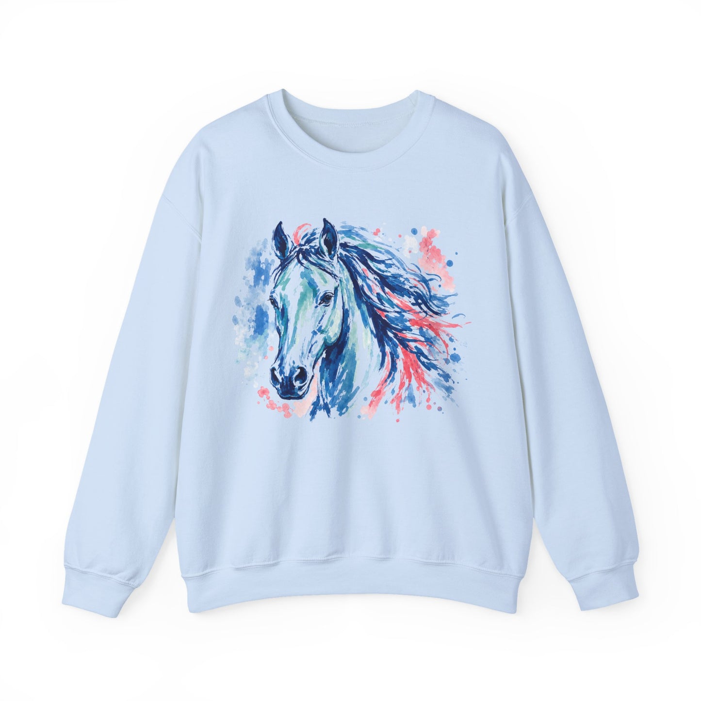 Blue Watercolor Horse Sweatshirt | Equestrian Crewneck