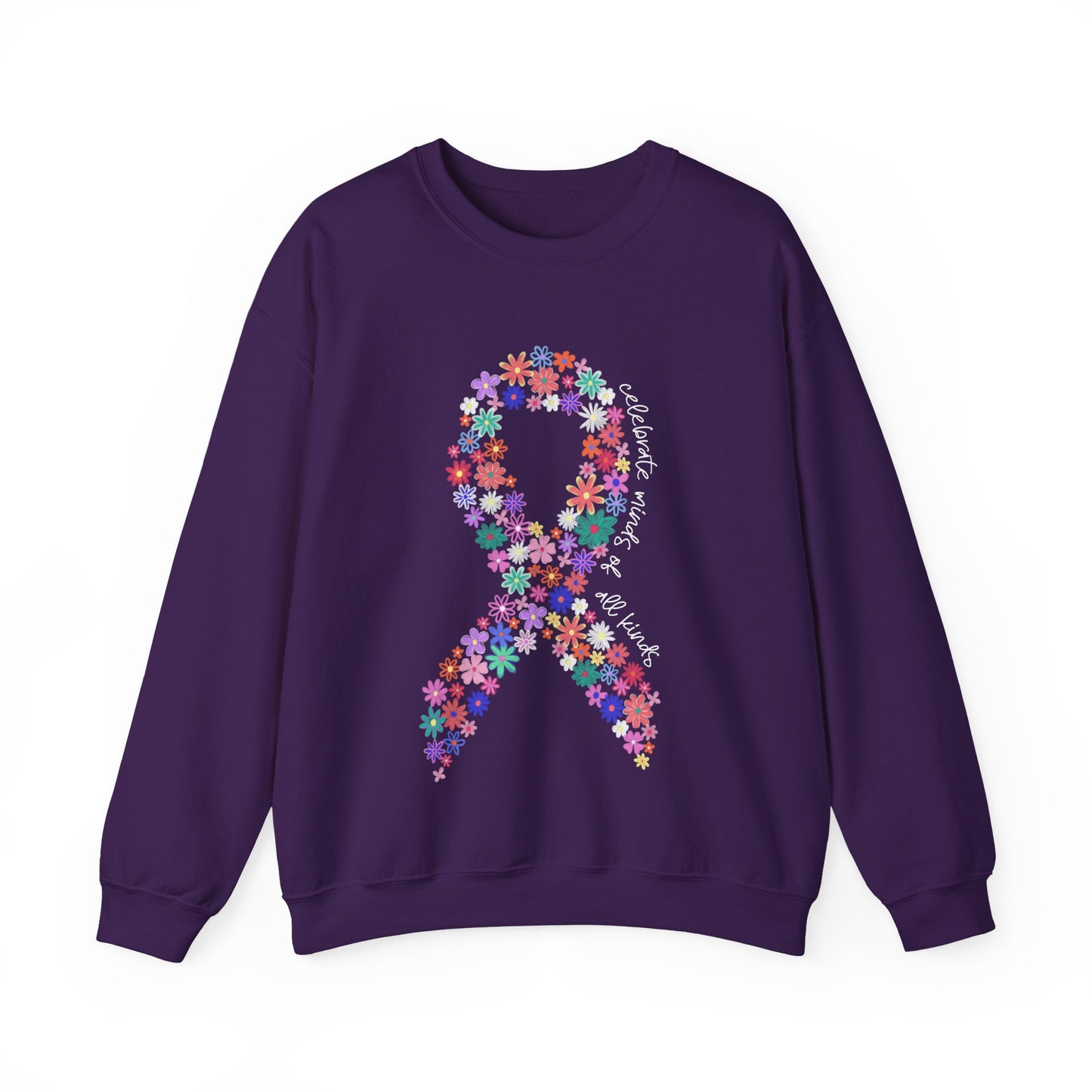 Minds of All Kinds Sweatshirt | Neurodiversity Awareness Floral Ribbon Crewneck