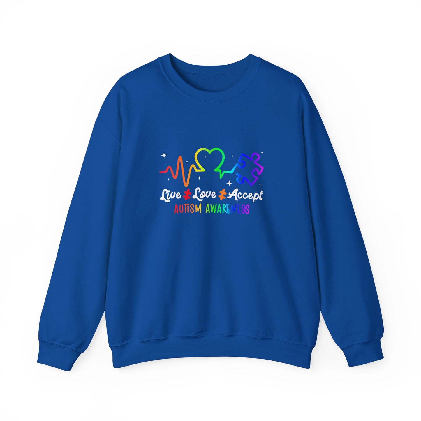 Live Love Accept Autism Awareness Sweatshirt | Neurodiversity Support Crewneck