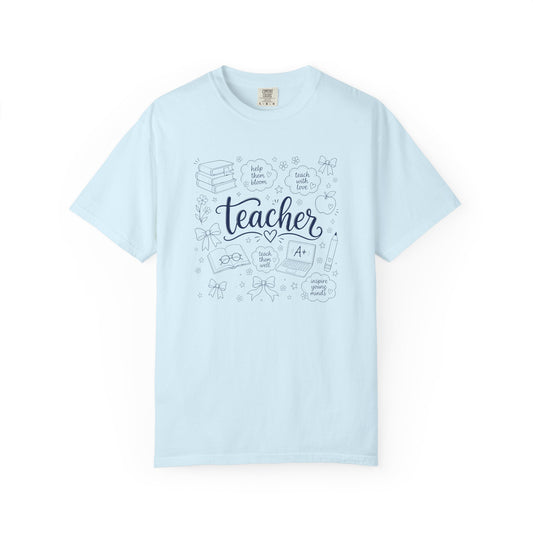 Teacher Comfort Colors® T-Shirt | Hand Drawn Teacher Graphic Tee