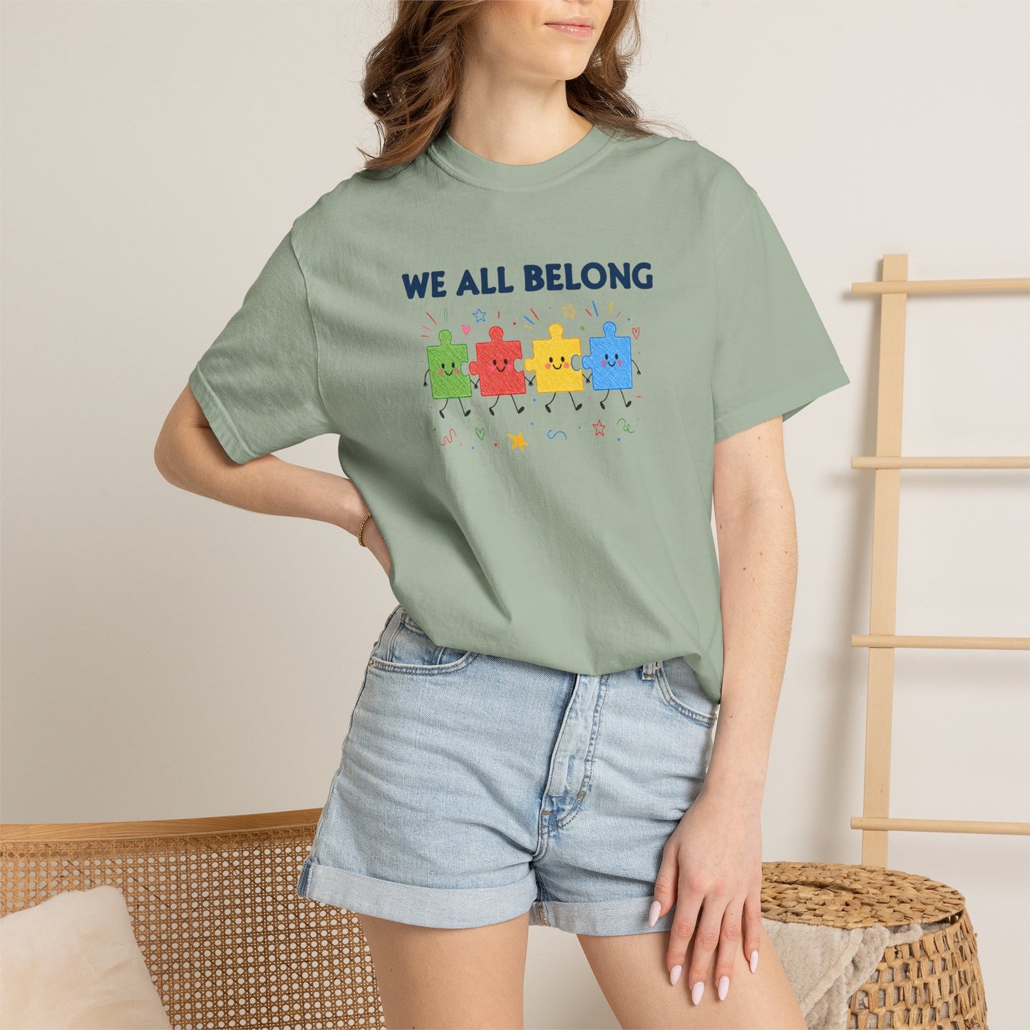 We All Belong Puzzle Piece Teacher Shirt | Neurodiversity & Inclusion T-Shirt