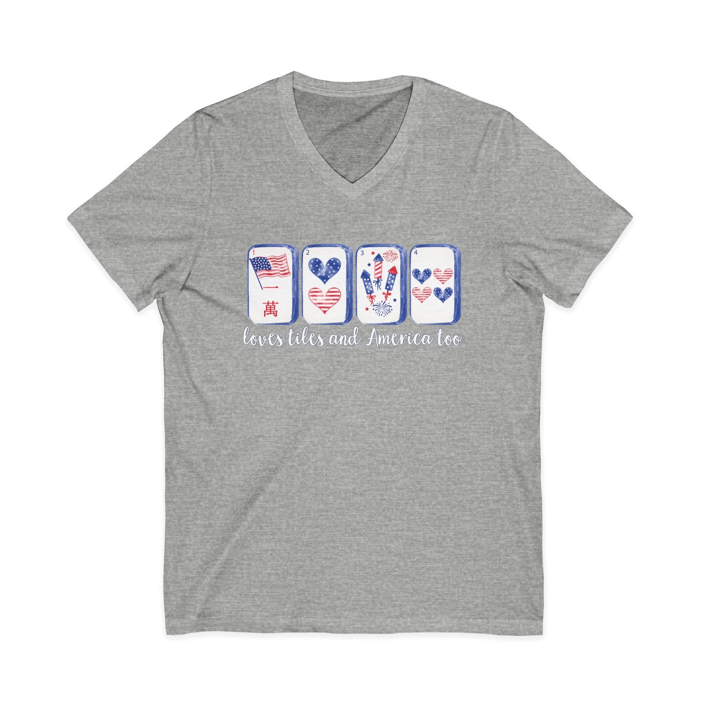 Loves Tiles and America Too V-Neck T-Shirt