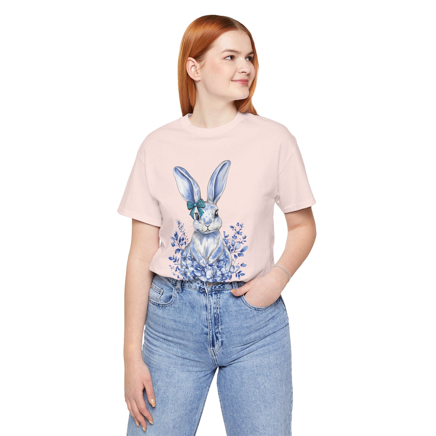 Blue Floral Bunny Shirt | Watercolor Easter Rabbit Tee