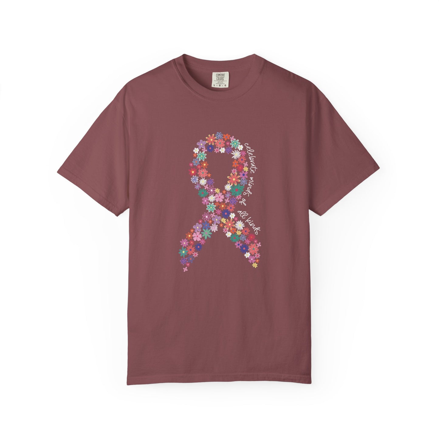 Minds of All Kinds T Shirt | Autism Awareness Floral Ribbon Tee | Comfort Colors Neurodiversity Inclusion