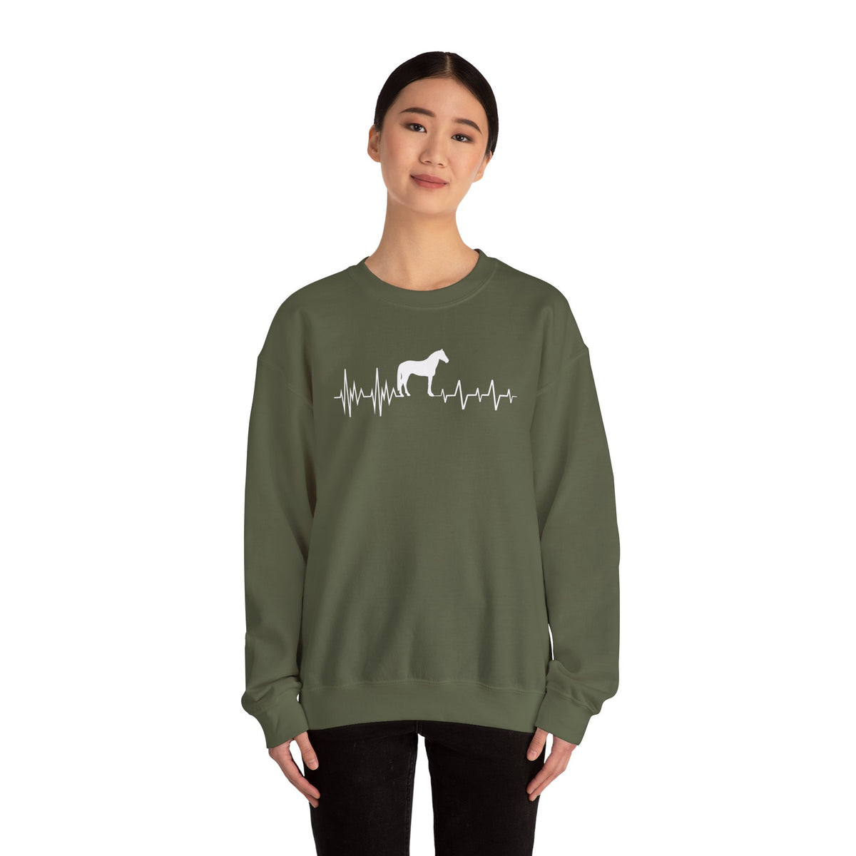 Regulated by Horses Heartbeat Crewneck Sweatshirt – Equine Therapy Inspired Horse Lover Gift