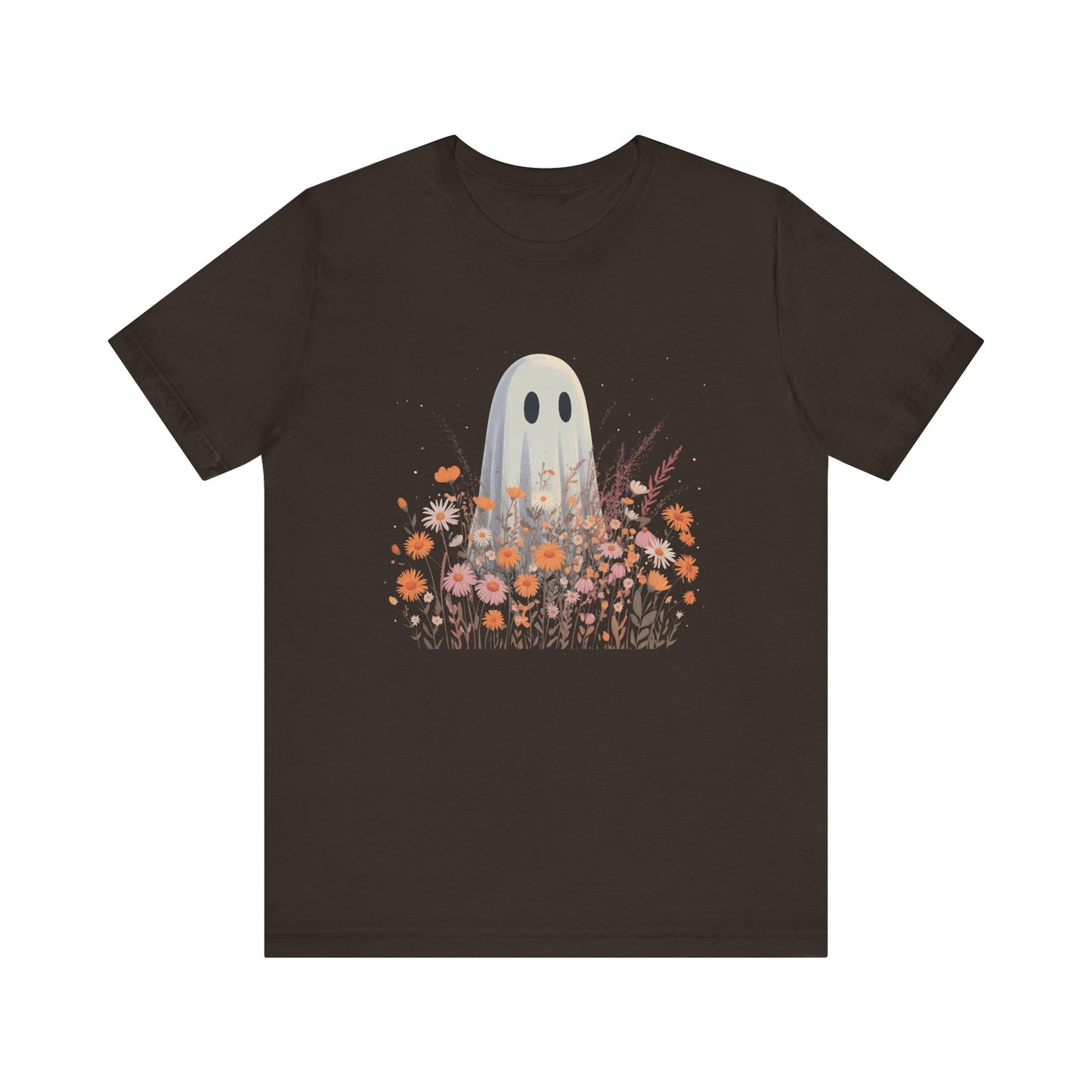 Ghost in Bloom Halloween T-Shirt | Cute Fall Graphic Tee with Wildflowers
