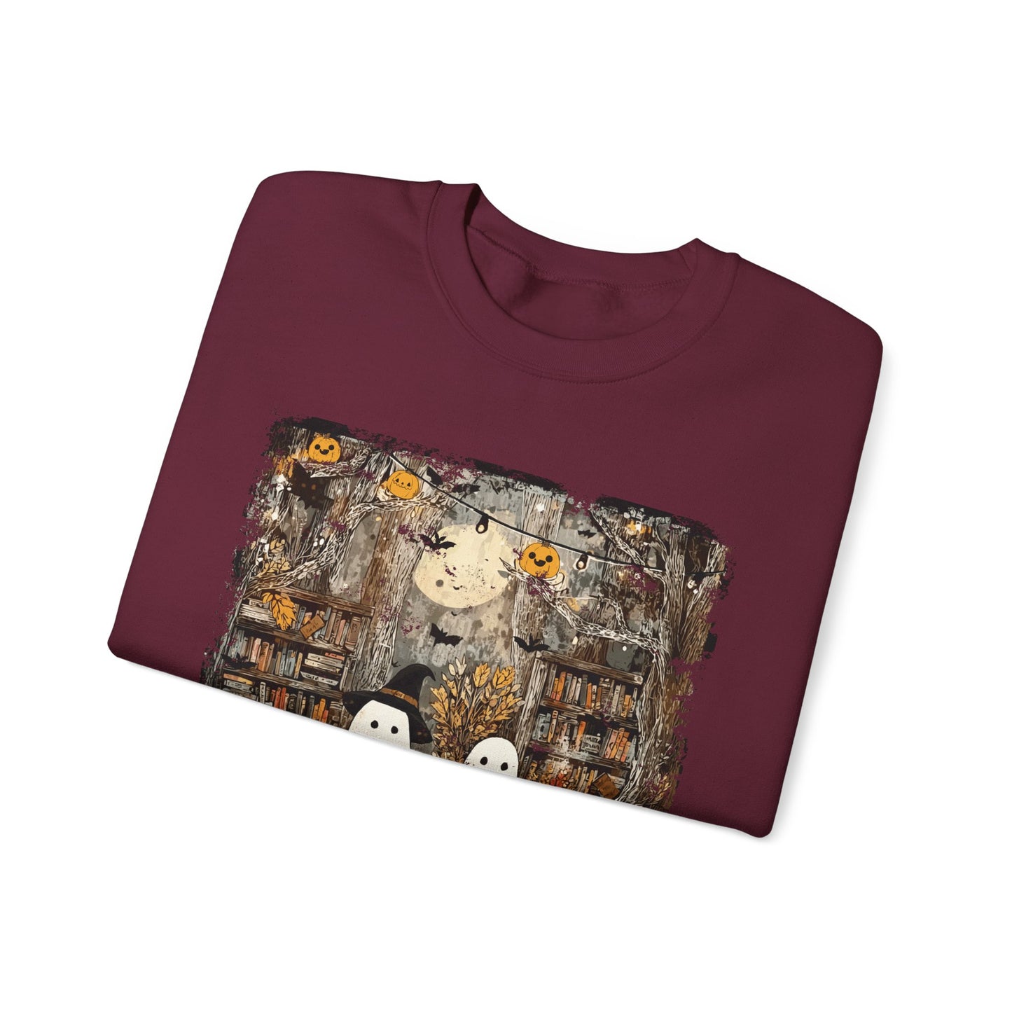 Ghost Library Comfort Colors Sweatshirt | Cozy Halloween Book Lover Crewneck