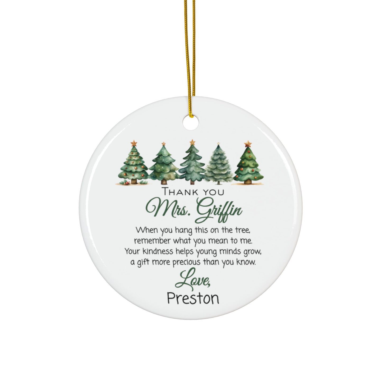 Personalized Teacher Appreciation Ornament – Meaningful Keepsake Ornament