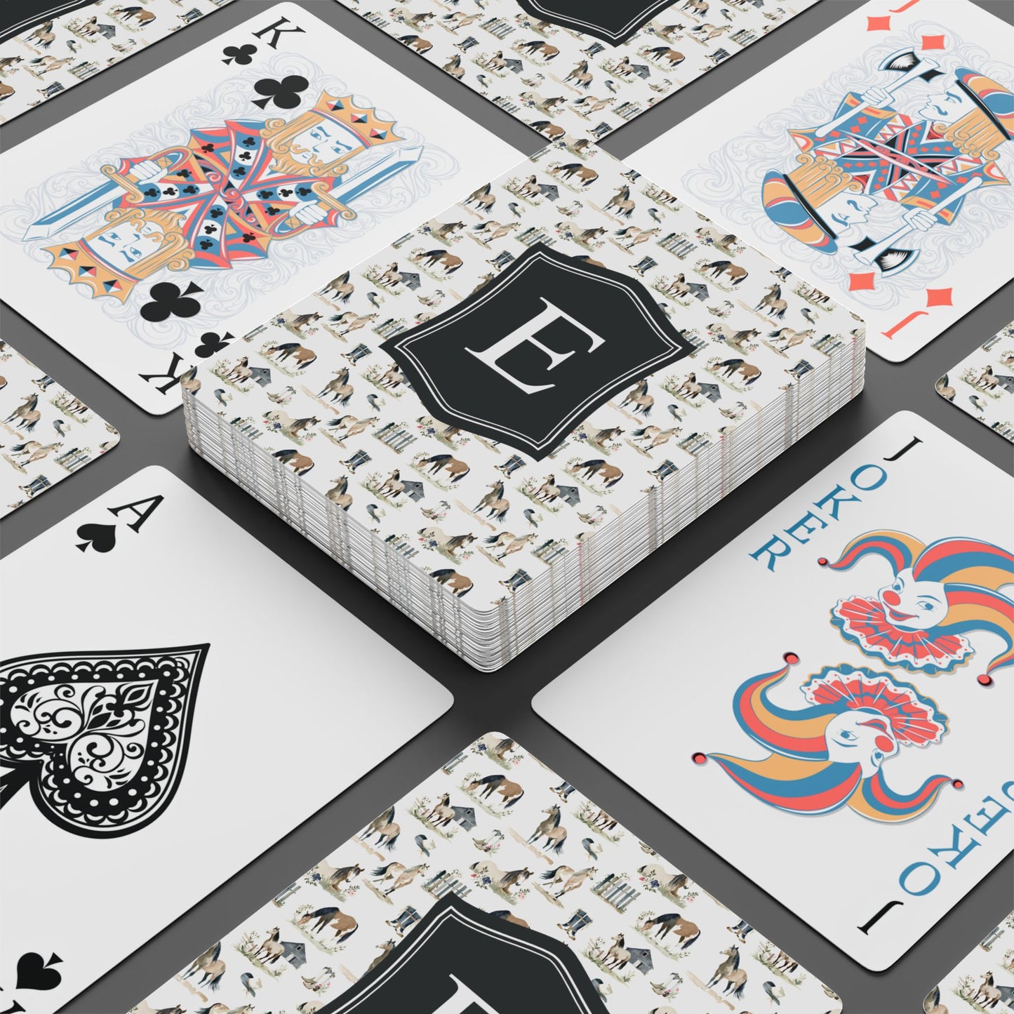 Personalized Equestrian Monogram Playing Cards