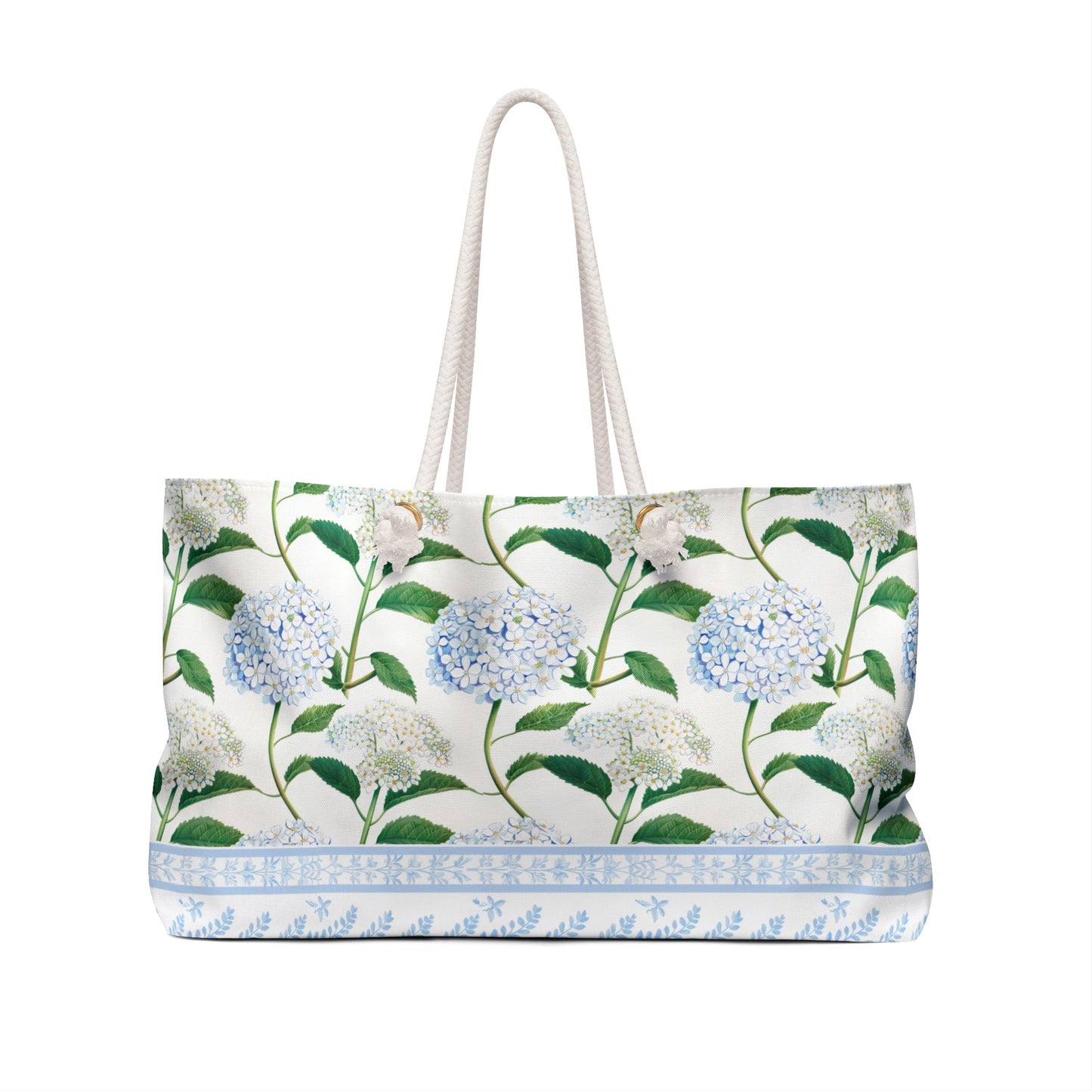 Personalized Hydrangea Rope Handle Tote Bag