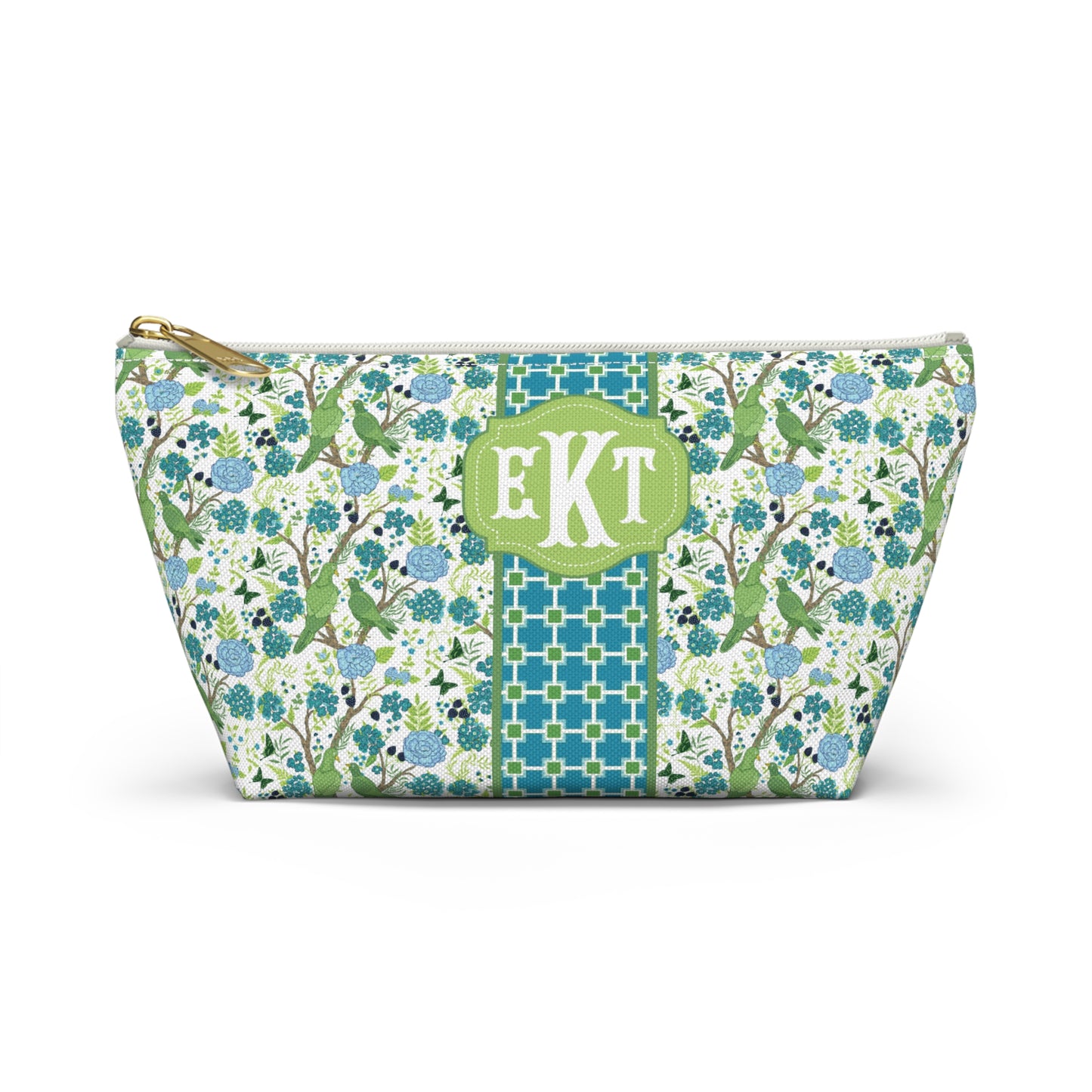 Personalized Classic Floral Accessory Pouch | Coordinating Cosmetic & Travel Bag