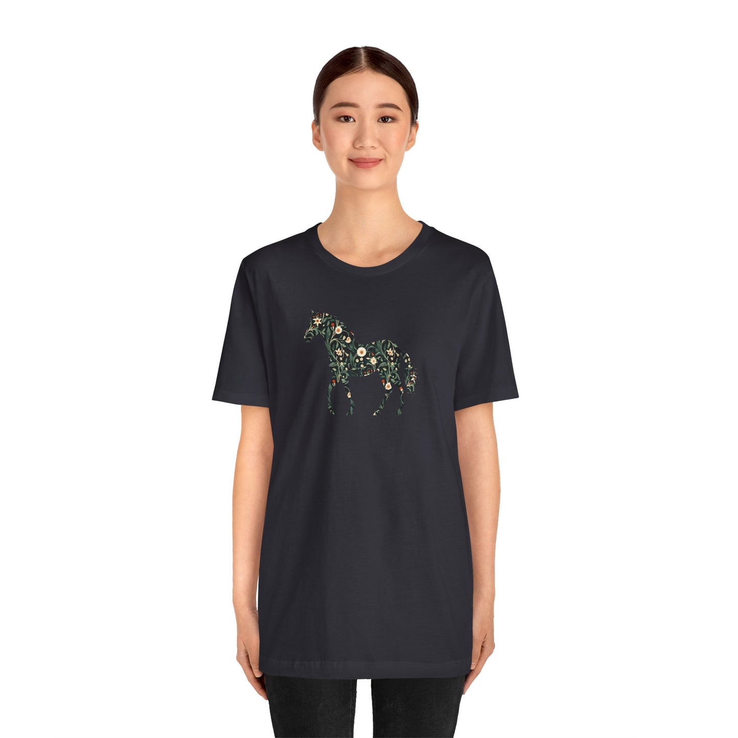 Floral Horse Short Sleeve T-Shirt - Green Vine